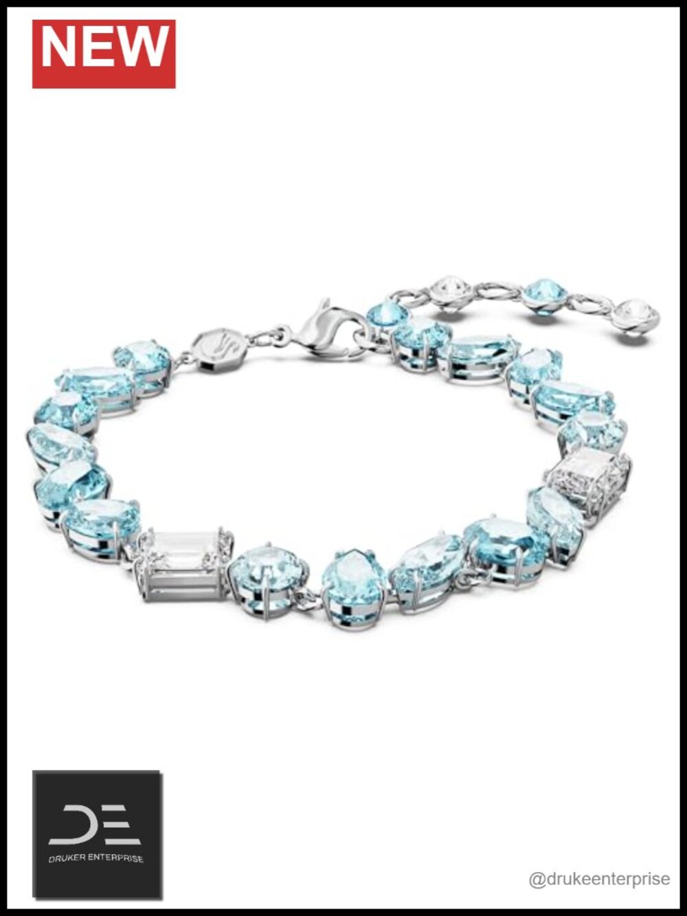 Swarovski Gema Crystal Bracelet Rhodium Chain Link Fine Jewelry